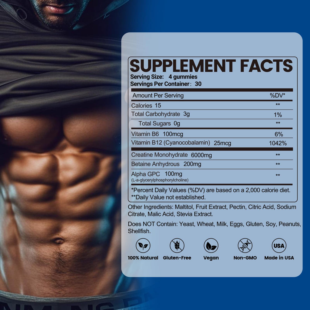 inGreens Creatine Monohydrate Gummies 6g for Men & Women 120 Count