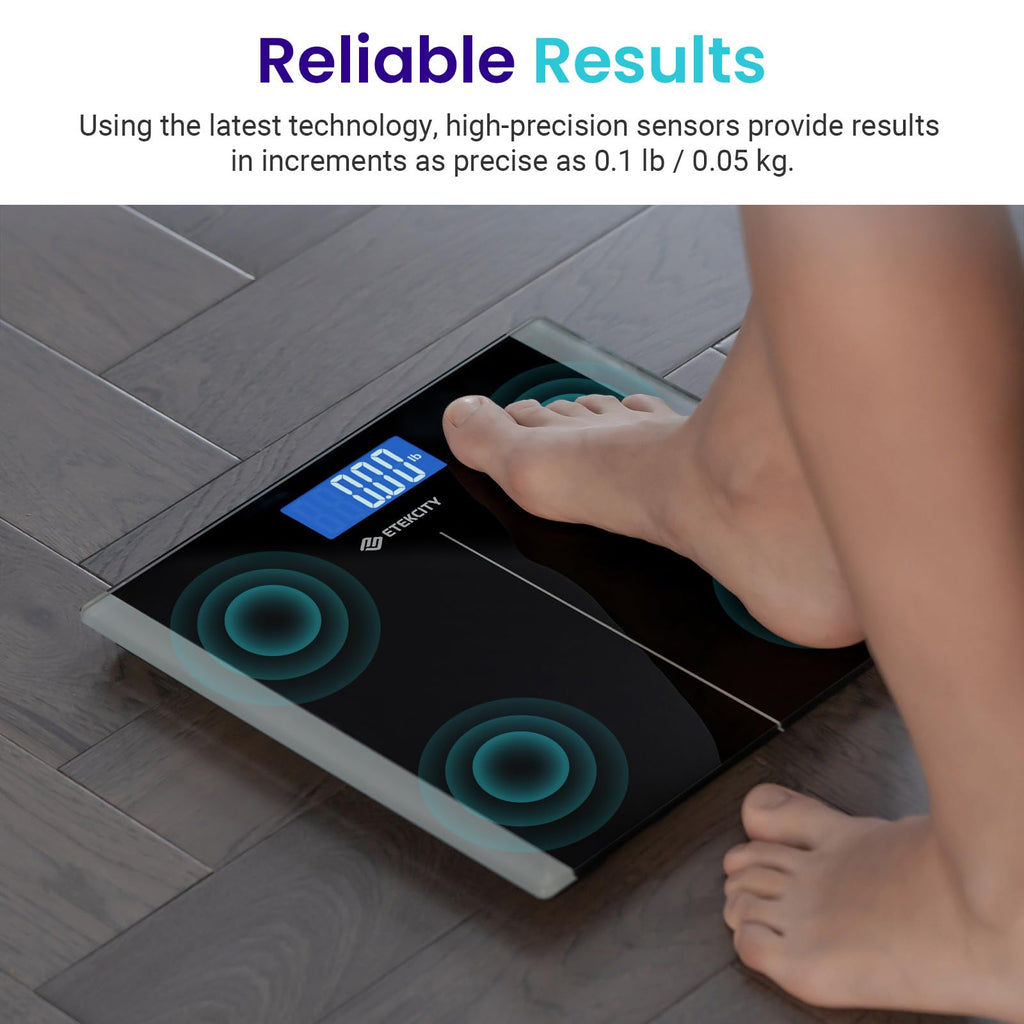 Etekcity Bathroom Scale for Body Weight, Highly Accurate Digital Electronic Weighing Machine for People,LCD Display,Large Size,6mm Tempered Glass-Safe Home Use,Batteries Included, 400 lbs (Pack of 5)