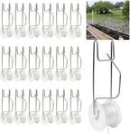 Tomato Support Hooks with String,20 Pack Tomato Trellis Roller Hooks with 49.2FT String for Plant,Greenhouse Tomato Flower Vine Twine Crop Trellis Kit Plant Roller Hook