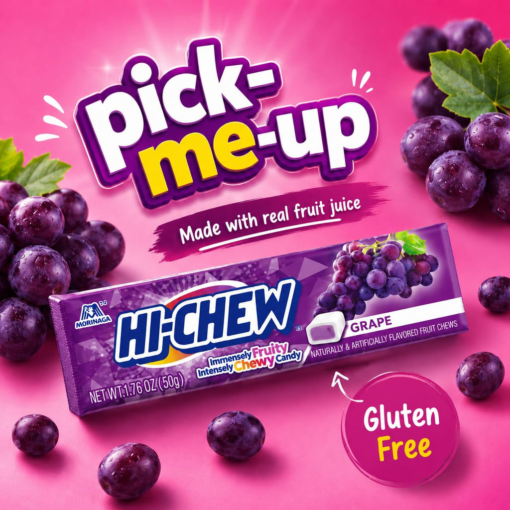 HI-CHEW Grape Sticks, 15-Pack, Unique Fun Soft & Chewy Taffy Candy, 1.76oz Each - Made with Immensely Juicy Fruity Flavors, Halloween Candy