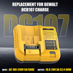 Ibanti 2 Packs 12000mAh 20 Volt Lithium ion DCB208 Battery and DCB107 Charger Compatible with Dewalt 20V Max Battery DCB207 DCB206 DCB204 DCB203 DCB200 DCB201 DCD/DCF/DCG/DCS Cordless Power Tools