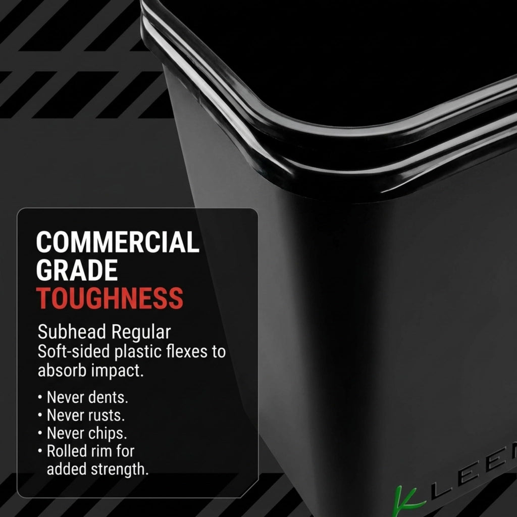 Kleen Commercial Soft-Sided Wastebasket 41qt, 20" x 16" x 11.6", Black Plastic (2 Pack)