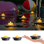 GGNOO Solar Floating Pool Lights, 3-Pack Solar-Powered Float Candles Lamps Tea Light for Pond Party Garden Backyard Outdoor Decor