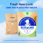 BLUELAND 100% Plastic-Free Laundry Detergent Tablets, 60ct, Free & Clear