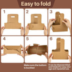 MAQIHAN 2 Cup Drink Carrier with Handle - 50Pcs Disposable Cardboard Coffee Cup Holder Portable Foldable Tray Drink Caddy Cup Carriers to go Cup Holder Food Delivery Accessories for Hot/Cold Drinks