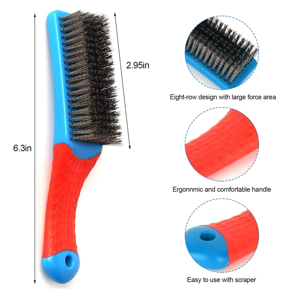 2 Pack Wire Brushes for Cleaning-Heavy Duty Stainless Steel Wire Scratch Brush for Metal Rust Cleaning,Paint Scrubbing with Rubber Covered Handle (2)