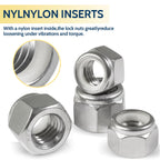 Vifmy 1/4-20 Lock Nut, 110Pcs Stainless Steel Nylock Insert Locking Nuts