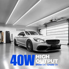Barrina LED Shop Lights 4FT, 40W 5500LM 5000K Daylight White, T8 LED Garage Lights, V Shape, Clear Cover, High Output Tube, Linkable 4 Foot LED Strip Light for Workshop, Warehouse with Plug, 2 Packs