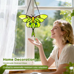Stained Glass Window Hanging Luna Moth Suncatcher, IDEA SHOW 7.3Inch Handmade Real Glass Butterfly Suncatcher Ornament for Home Decor, Elegant Green Butterfly Memorial Gift for Women, Mom, Grandma