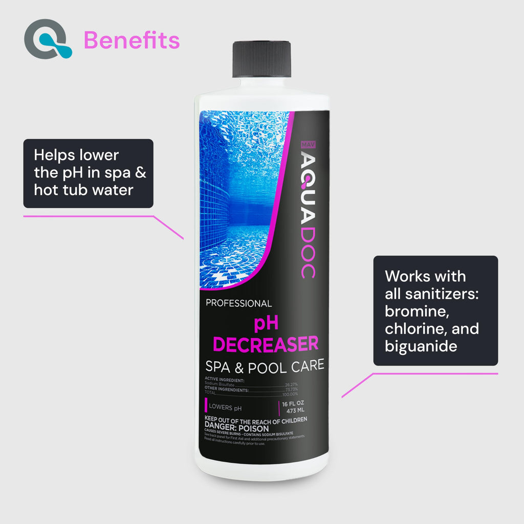 MAV AquaDoc pH Decreaser - pH Down for Hot Tub Spa - 16oz Liquid Hot Tub Chemicals pH Reducer