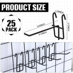 Moxweyeni 4 Inch Grid Wall Hooks 25 Pcs Gridwall Panel Hooks Store Garage Wall Mount Organizers Storage Grid Display Hangers for Retail, Craft Show, Home Setup, Customized Display (Black)