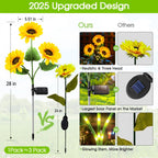 KOOPER Solar Lights Outdoor Garden Decor - Upgraded 3 Pack with 9 Sunflower Lights, Waterproof Solar Outdoor Lights Auto ON/Off Solar Decorative Lights for Garden, Patio, Backyard