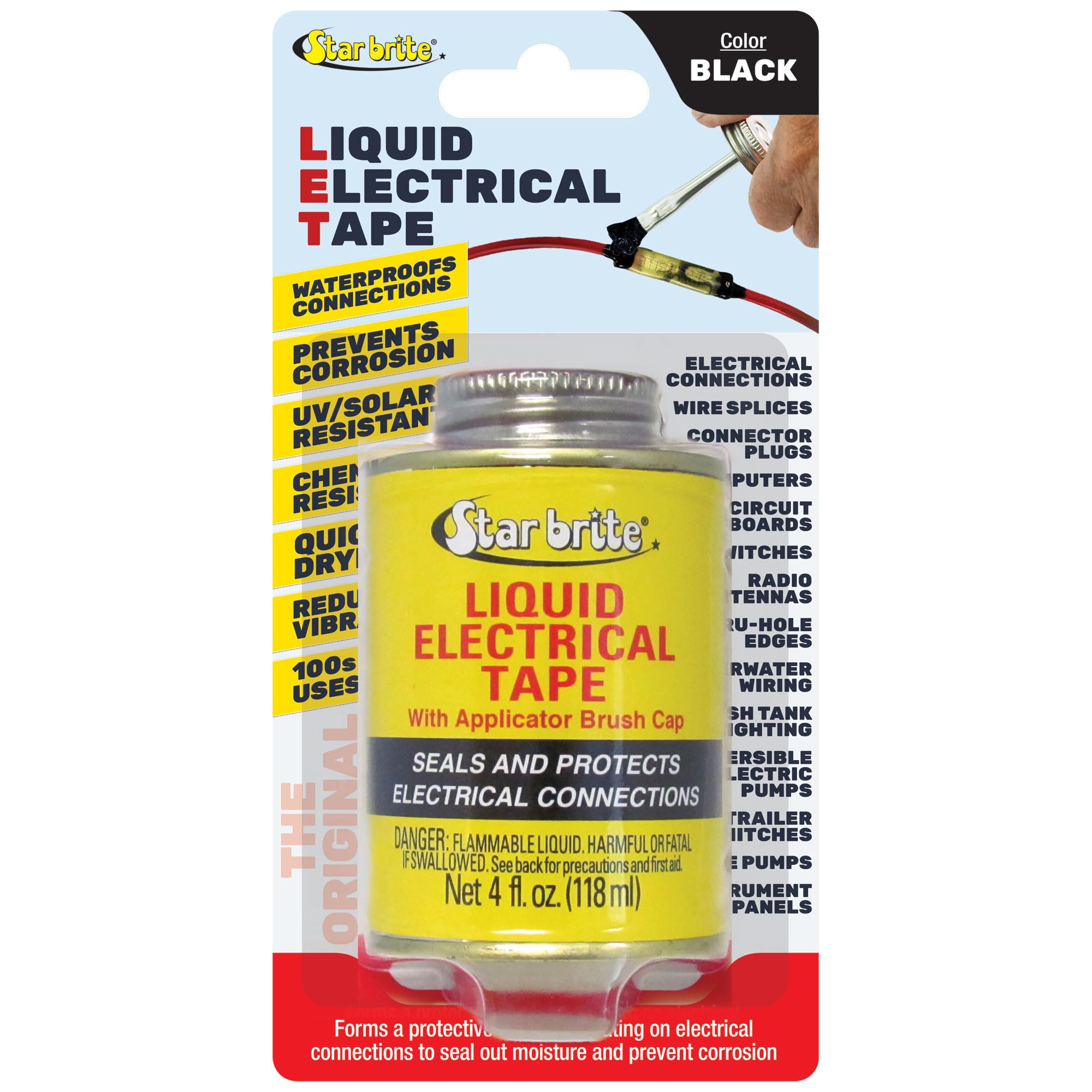 STAR BRITE Liquid Electrical Tape - Black, Flexible Electrical Insulation