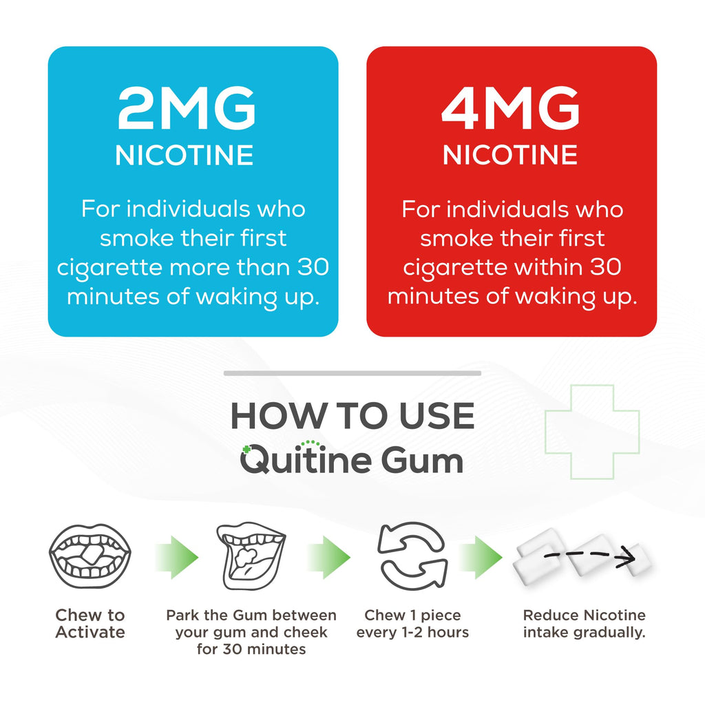 Quitine Nicotine Gum 2mg, Fruit Flavor, Stop Smoking Aid – Affordable NRT to Relieve Cravings | Coated for Quick-Burst Flavor, 480 Count (Pack of 2), Traditional Gum to Support Your Quit Journey