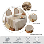 Laolitou Rustic Tablecloth Cotton Linen Waterproof Tablecloths Washable Table Cloths for Kitchen Dining,Party,Holiday,Christmas,Buffet Coffee Lines Rectangle,55''x102'',8-10 Seats