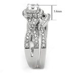 FlameReflection Stainless Steel Rings for Women Infinity Wedding Set Round CZ Cubic Zirconia Halo Engagement Bridal Jewelry Set Size 6