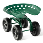 LDAILY Garden Seat with Wheels 11"-16" Adjustable Height for Lawn Planting