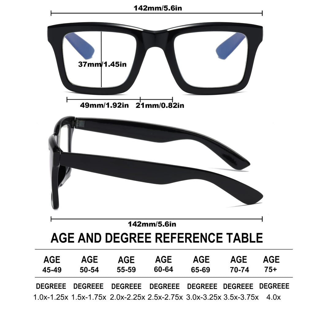 ZXYOO 4 Pack Oprah Style Reading Glasses for Women Men Blue Light Blocking Computer Square Metal Spring Readers +1.0