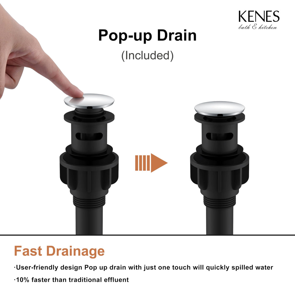 KENES Chrome Bathroom Faucet Single Handle Bathroom Sink Faucet Lavatory Vanity Faucet with Pop Up Drain & Water Supply Lines LJ-9031-5