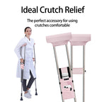 SPRING SEAON Crutches Padding & Crutch Bag (5 PCS) - Crutch Pads for Armpits and Hand Grips Water-Resistant Pouch for Crutches Crutch Cushions Crutches Accessories for Kids, Men, Women Pink