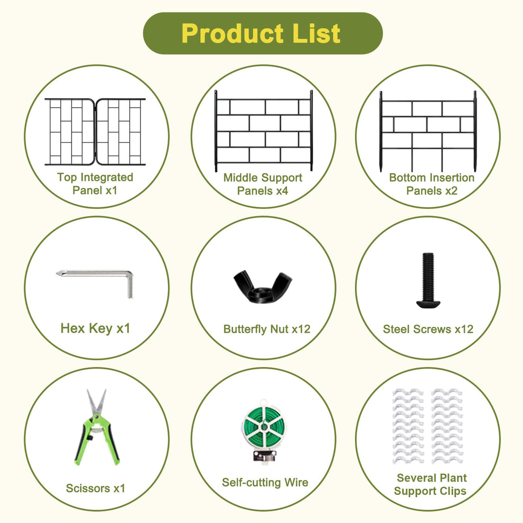 50"x17" A-Frame Cucumber Trellis for Raised Bed, Heavy Duty All-Metal Support for Climbing Plants, Cucumbers, Tomatoes & Beans, Easy Assembly, with Bonus Shears & Accessories, 1 Pack, Black, YOBAZAN