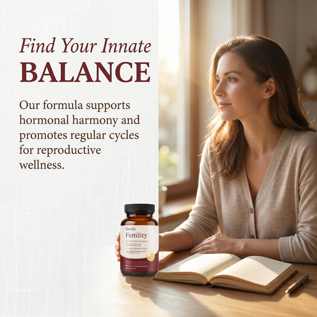 OVELLE FERTILITY Supplement for Women, Hormonal Balance & NAD+ Energy Support, 60 Vegetarian Capsules