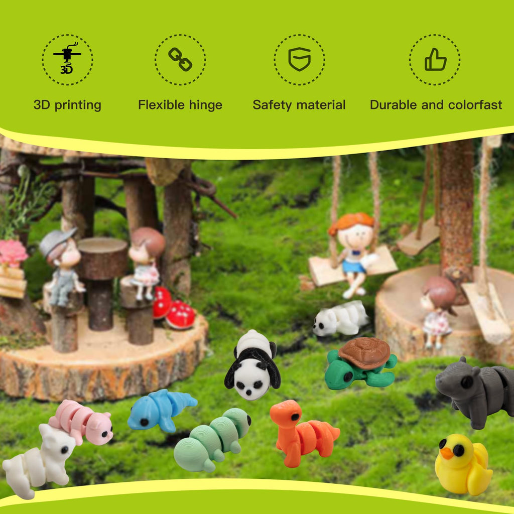 YonaaClin 25pcs Mini Animals Figures,3D Printed Animals and Flexible Joints Fidget Toys, Small Animal Figurines Fit Fidget Toy Set,Pocket Pets,Birthday fillers, Teen Reward Gifts(25PC)