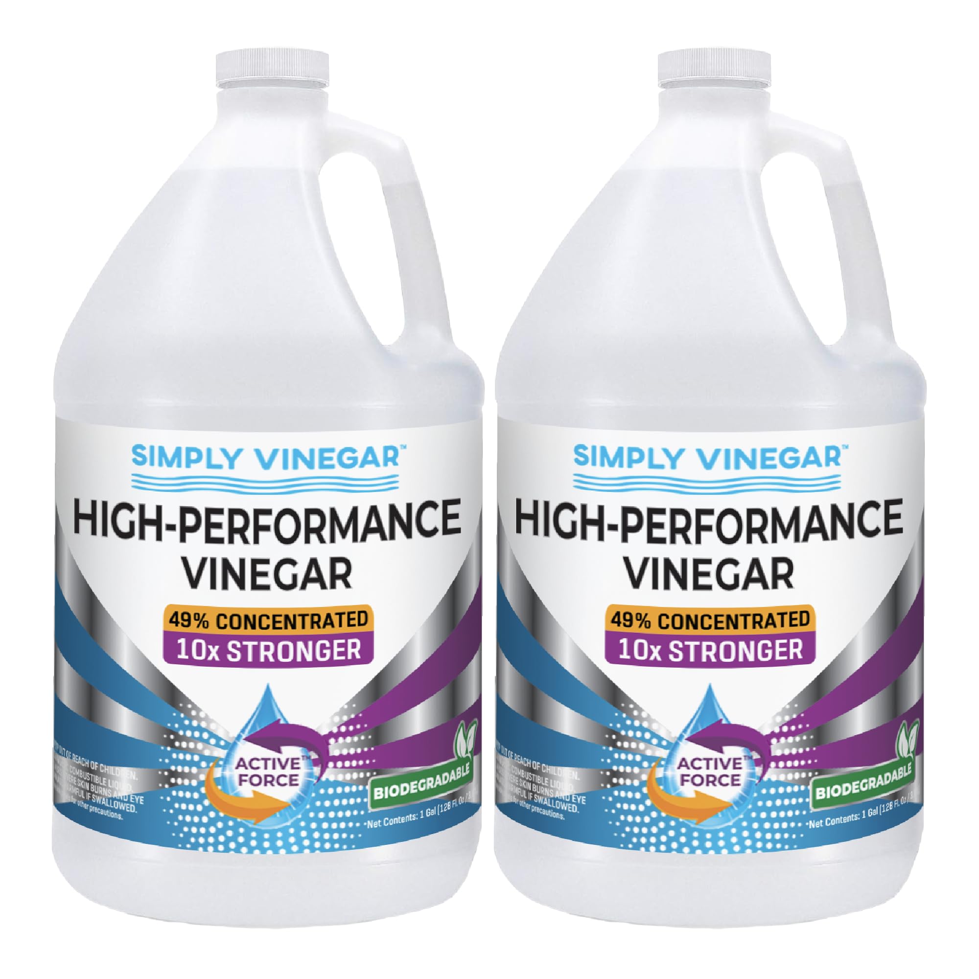 Simply Vinegar Industrial Strength 49% Vinegar – High-Performance Concentrated Cleaner for Home, Garden, Driveways & More – Biodegradable & Bleach-Free (Not for Food Use) - 128 oz (Pack of 2)