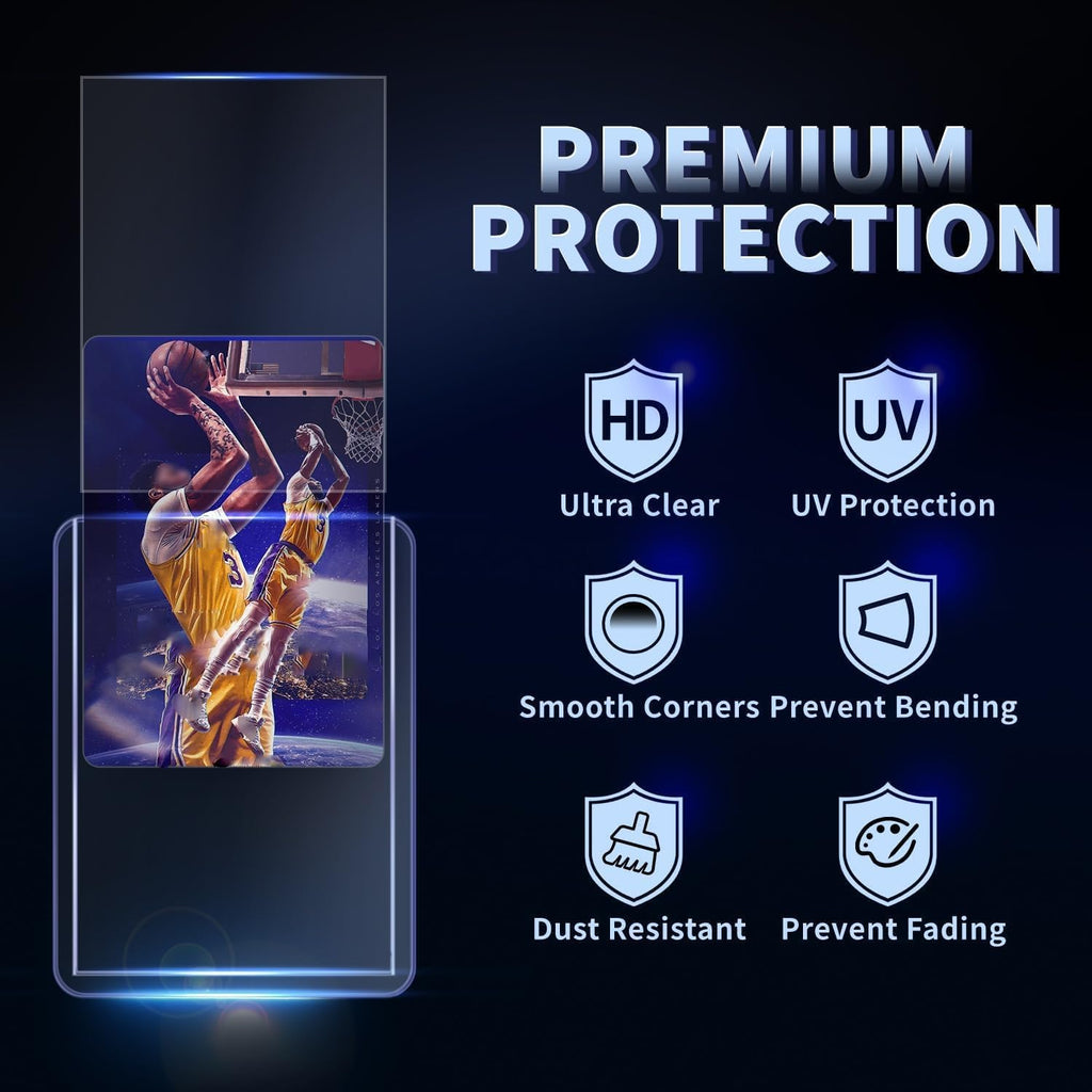 2000 Hard Plastic Card Sleeves, Premium Plastic Baseball Card Sleeves, 3" x 4" Trading Cards Holder, Sports Baseball Football Game Cards Protectors (1000 Hard Sleeve + 1000 Soft Sleeve)