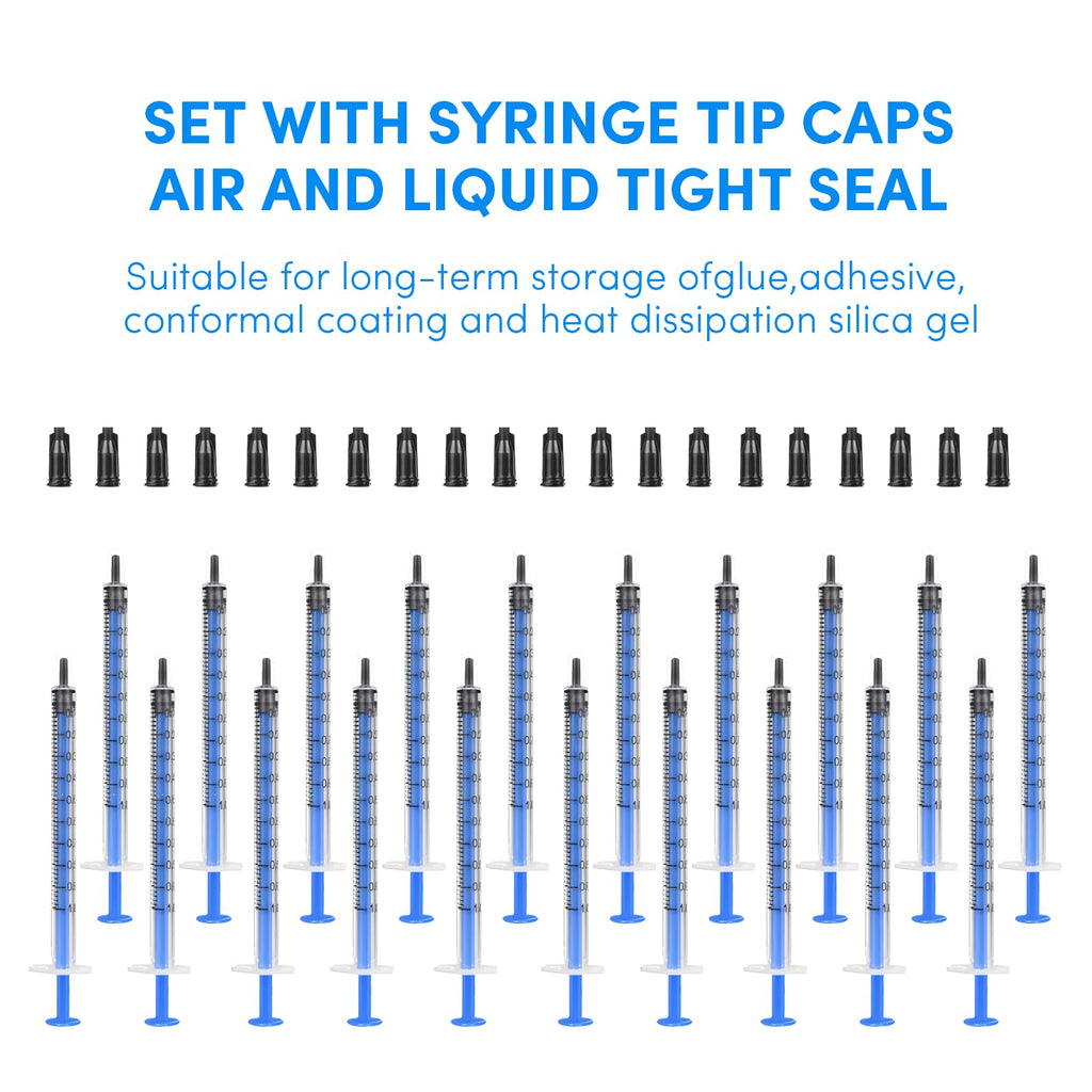 20 Pack 1ml Syringe with Cap for Liquid, 1cc Plastic Small Syringes with Cover for Pets Oral, Scientific Labs, Refilling, Oil or Glue Applicator, Measuring or Transfering Tiny Amount of Liquids, Non-Sterile, No Needle
