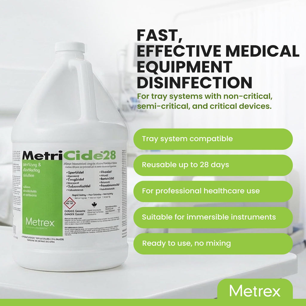 Metrex MetriCide 28 High-Level Sterilizing & Disinfecting Solution – 2.5% Glutaraldehyde, Reusable Up to 28 Days, Disinfectant Cleaner for Heat-Sensitive & Immersible Medical Instruments – 1 Gallon