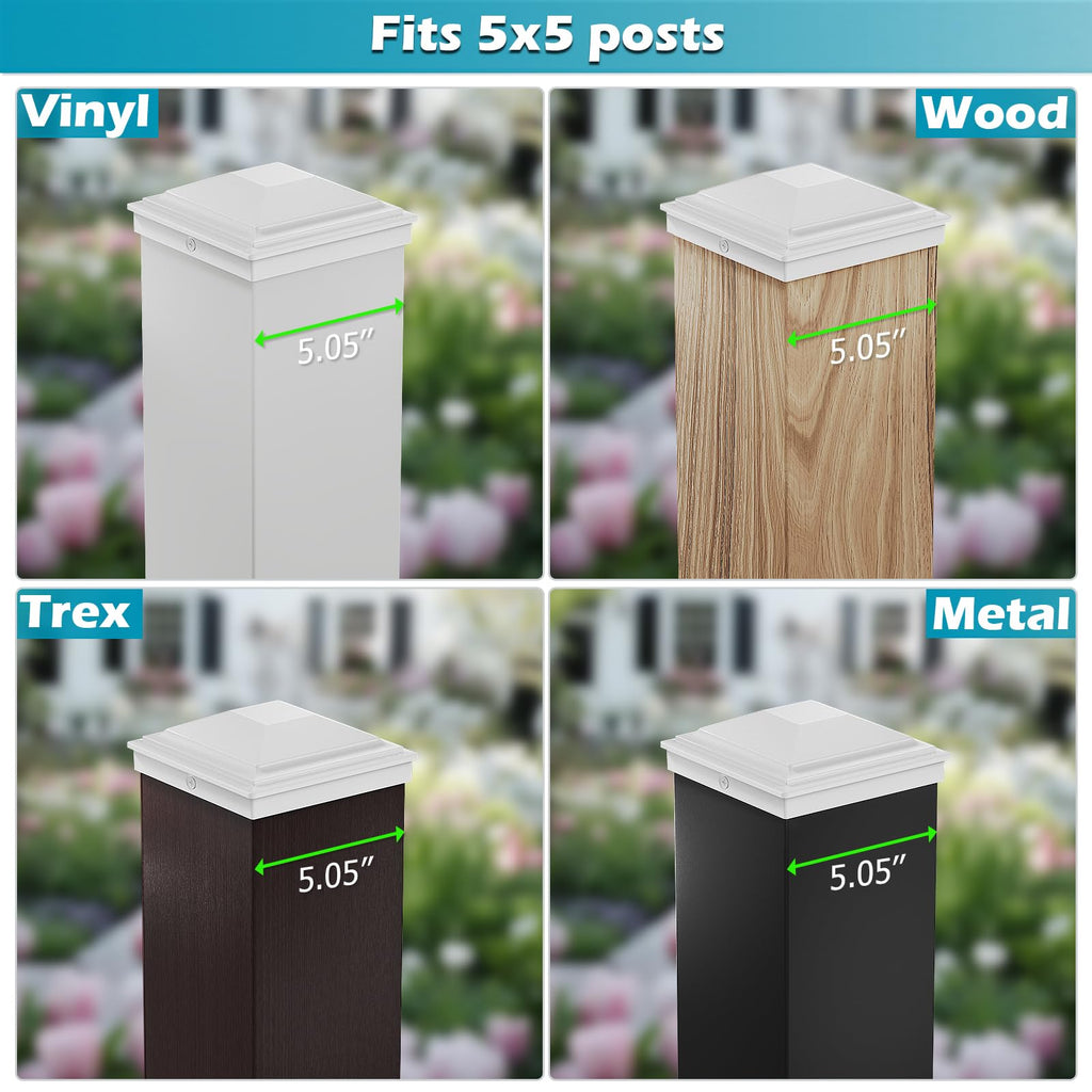 SIEDiNLAR 5x5 Post Caps White 36 Pack, Deck Post Covers Outdoor Waterproof, Fits 5x5 4.5x4.5 Vinyl/Wood Posts for Fence Deck Mailbox Patio Decor