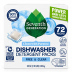 Seventh Generation Free & Clear Dishwasher Detergent Packs, 72 Count