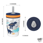 Zak Designs Kelso Toddler Cups For Travel or At Home, 15oz 2-Pack Durable Plastic Sippy Cups With Leak-Proof Design is Perfect For Kids (DinoRoar, Zaksaurus)