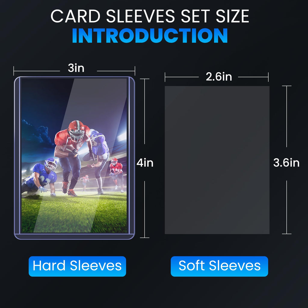 600 Card Sleeves Top Loaders for Cards, 3" x 4" Hard Plastic Toploaders, Baseball Card Protectors, Trading Card Holder for Football Sports Cards (300 Toploaders + 300 Penny Sleeves)