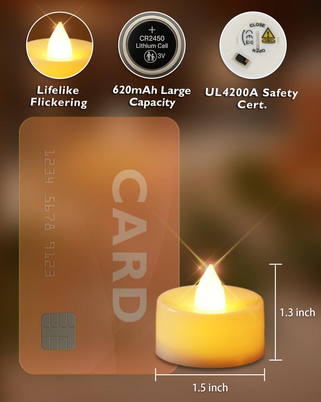 Homemory 12-Pack Remote Flameless LED Battery Tea Light Candles, 400+Hrs
