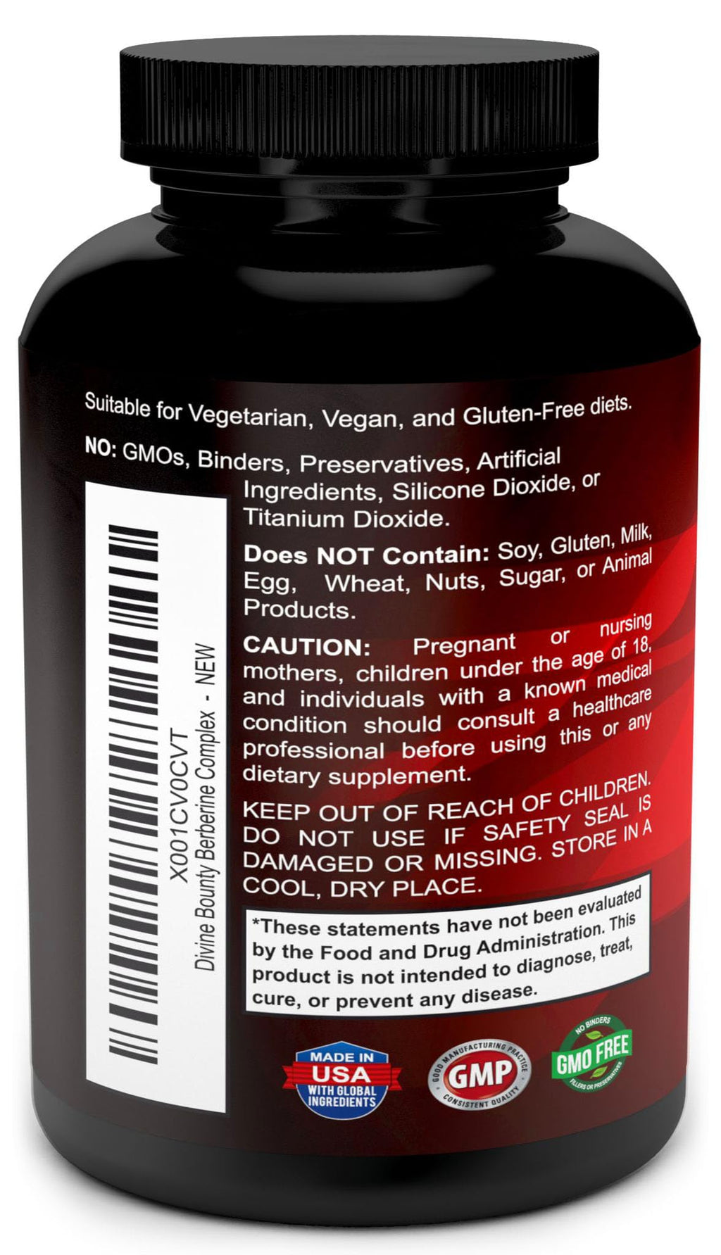 Divine Bounty Pure Berberine Complex - 600mg Per Capsule Berberine HCl Supplement - 60 Vegetarian Capsules