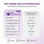 AOR Lactoferrin 250mg, 60 Vegetarian Capsules, 30-60 Day Supply – Supports Healthy Iron Balance & Enhanced Daily Vitality for Overall Well-Being – Non-GMO, Gluten-Free.