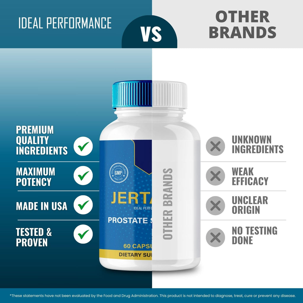 IDEAL PERFORMANCE Jertaris Capsules, Jertaris Prostate Health Supplement Pills - Extra Strength, Jertaris Supports Prostate Heath All Natural Formula, Jerta RIS Capsules, Jer Taris Reviews (2 Pack)