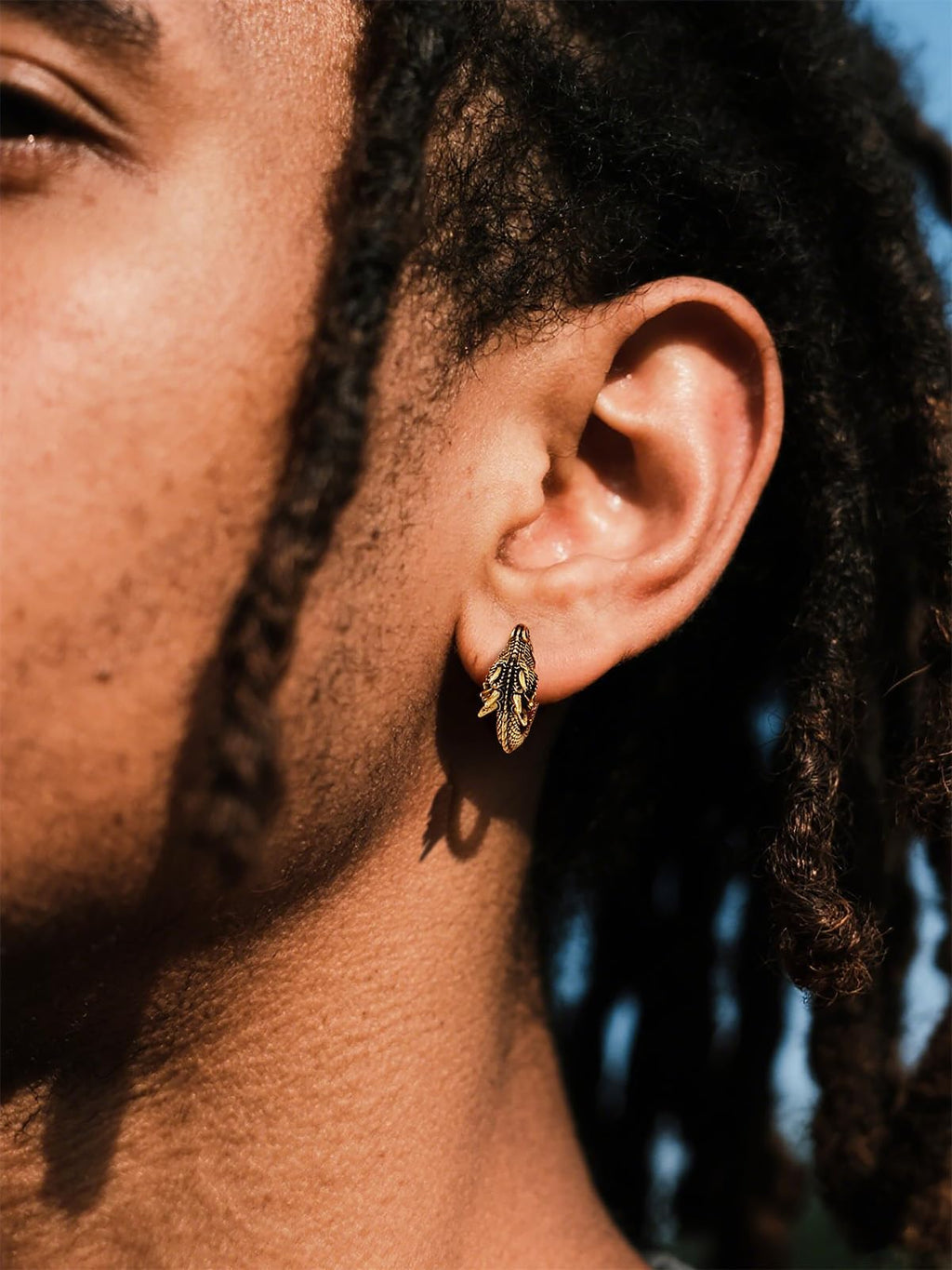 U7 Gold Dragon Earrings Small Hoop Earrings for Men