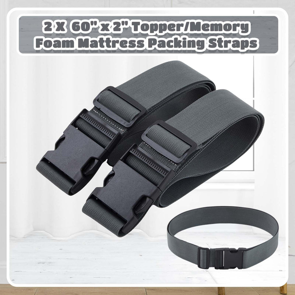 Wowangce 2 Pack Mattress Moving Straps, Adjustable Packing Straps with Buckles for Mattress Storage or Moving, Fits Twin & Full (60" x 2")