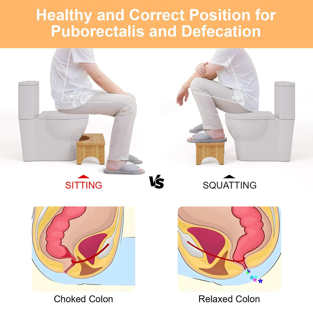 Uaniar 2 Pack Wood Toilet Stool Squat Adult, Bamboo Poop Stool for Bathroom, 7 Inch Potty Squatting for Adults, Wooden Toilet Squat Step Stools for Pooping, Bathroom Pooping Stools for Kids