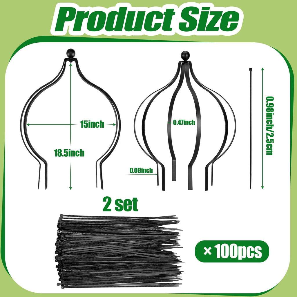 2 Set Metal Garden Obelisk Trellis for Climbing Plants with 100 Ties 18 x 12'' Sturdy Versatile Support for Roses Vines Flowers Potted Plants Garden Ornament Easy Assembly Indoor Outdoor Displays