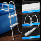 Above Ground Pool Ladder, 34 '' Pool Ladder, Swimming Pool Frame Ladder, 2-Steps,Suitable for Pools up to 34 inches deep Above Ground, Anti Slip Feet & Wide Steps