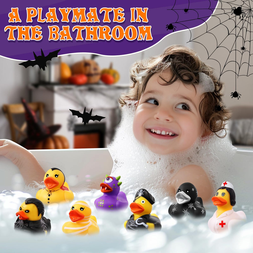 24 Pcs Halloween Rubber Ducks Bulk with Bag for Jeep Ducking Party Favors