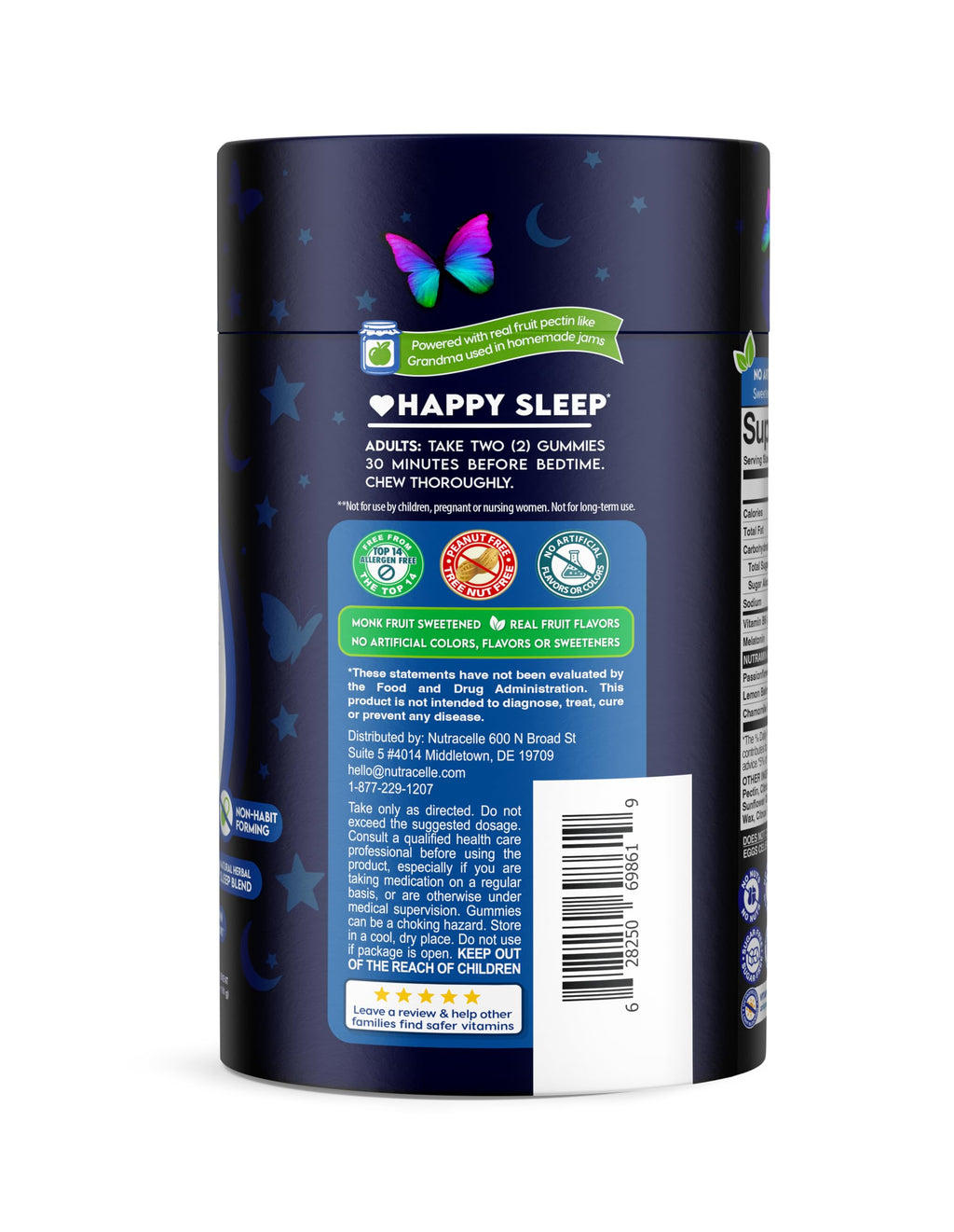 NUTRAMIN Sleep Boost - Dual Sleep Formula Melatonin + Herbal Blend - Sugar-Free, Vegan, Apple Pectin, Dark Cherry 60 ct