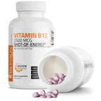 Vitamin B12 2500mcg Shot Of Energy Fast Dissolve Chewable Tablets - Quick Release Cherry Flavored Sublingual B12 Vitamin - Supports Nervous System, Healthy Brain Function Energy Production – 180 Count