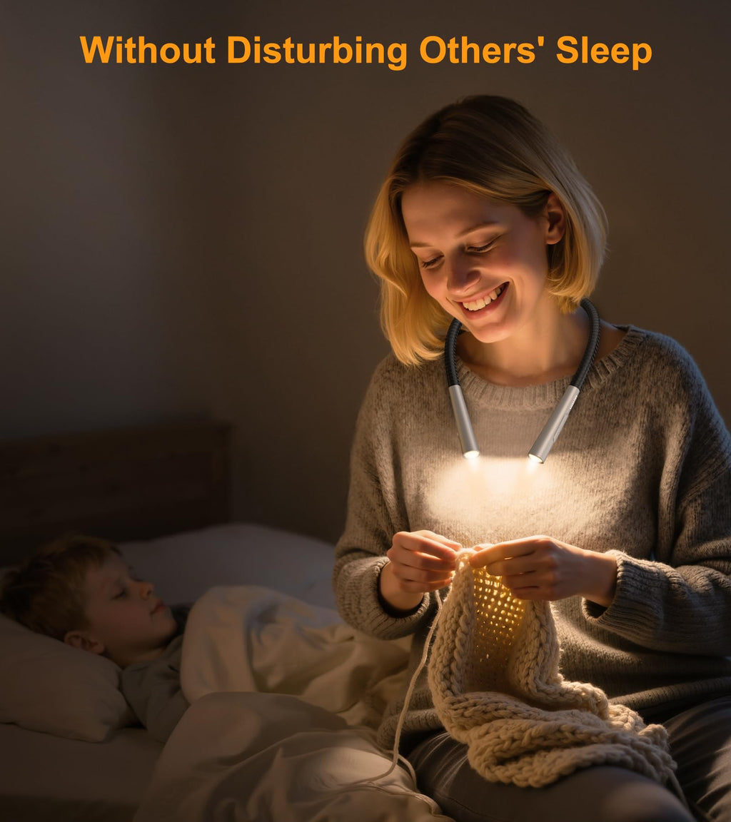 Gritin Book Light, Eye Caring 4-Color&5-Brightness Neck Light Reading Light