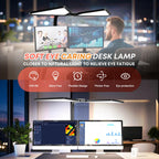 AILBTON Ultra-Large Gooseneck Desk Lamp with Clamp| Dual-Source Super Bright LED Study Light with Flexible Arms, 5 Brightness & 4 Color Modes for Home Office/Reading