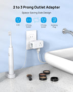 TROND 2 Prong to 3 Prong Outlet Adapter with 360 Rotating Plug, 3 AC Power Splitter with 2 USB C PD20W, Travel Plug Adapter for US to Japan, Wall Outlet Extender for Old House Travel Essentials